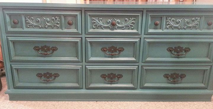 turquoise dresser, painted furniture, repurposing upcycling, love this piece
