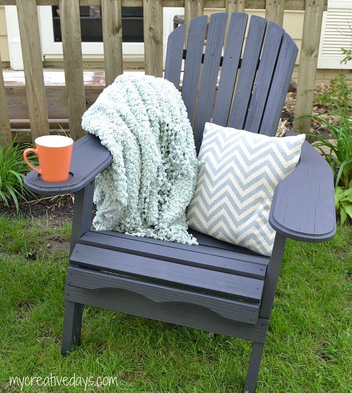 curbside chairs become favorite parent hangout, outdoor furniture, outdoor living, painted furniture, repurposing upcycling