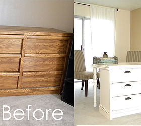 transform a dresser to a desk, painted furniture, repurposing upcycling, Before and After transformation
