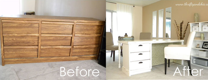 transform a dresser to a desk, painted furniture, repurposing upcycling, Before and After transformation