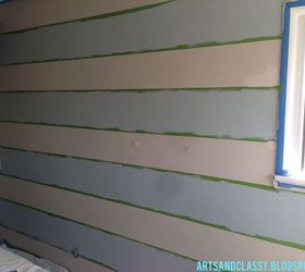 painting a striped accent wall tutorial, bedroom ideas, paint colors, painting, wall decor, Once I made my marks on where I wanted to stripes to be I laid the the frog tape on the wall