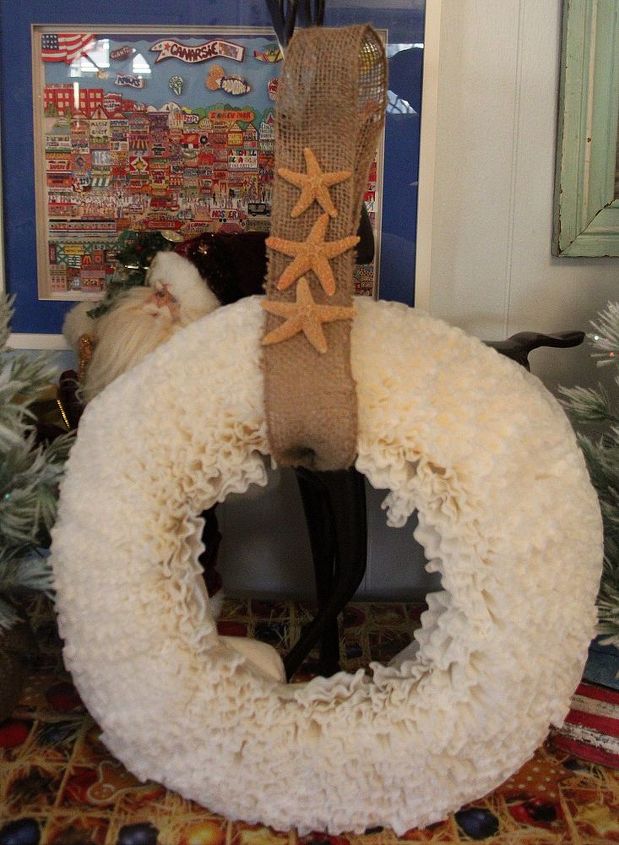 tutorial beachy coffee filter wreath, crafts, repurposing upcycling, wreaths