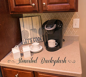 spice up your kitchen backsplash with a stencil, kitchen backsplash, kitchen design, painting, wall decor