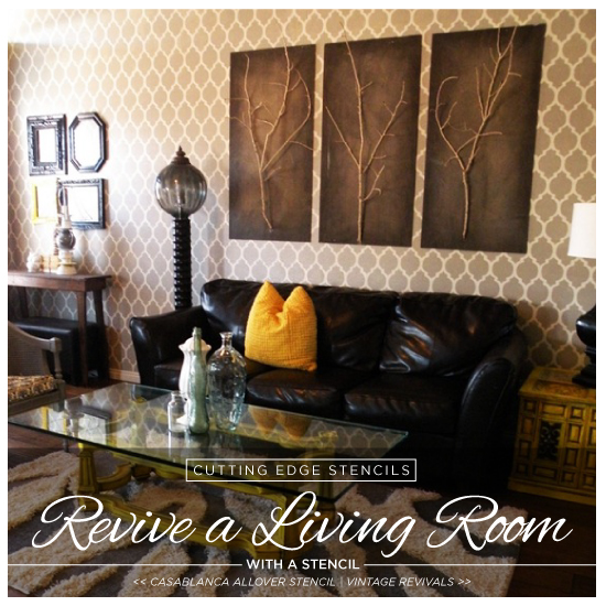 revive a living room with a stencil, home decor, living room ideas, painting, wall decor