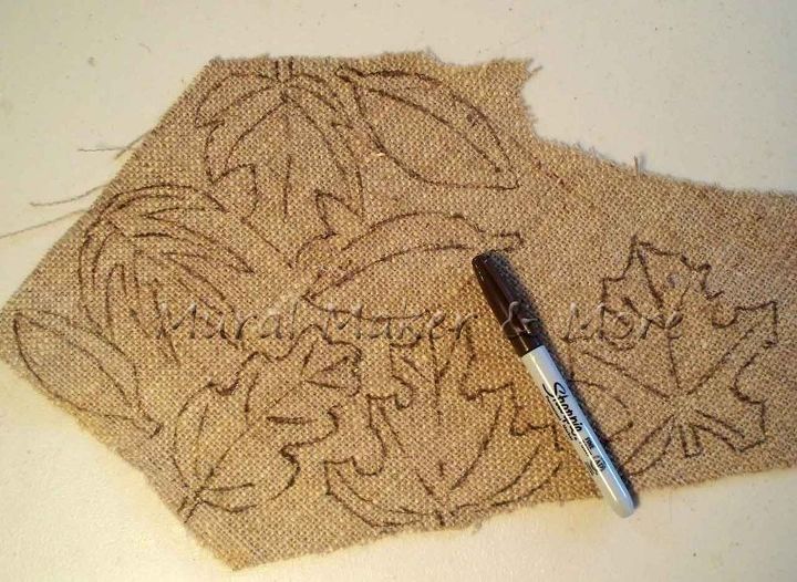how to make fall leaf mantel scarf from burlap, crafts, decoupage, seasonal holiday decor