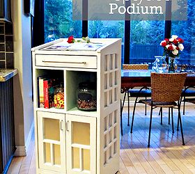 kitchen station refinished podium, kitchen design, painted furniture, repurposing upcycling