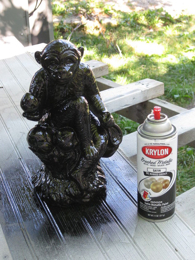 monkey makeover, crafts, painting, step 2 base coat of oil rubbed bronze