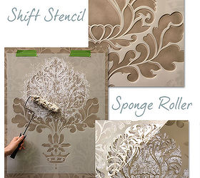 stencil how to easy sponge roller texture and stencil shadow shift, paint colors, painting, wall decor, Following the instructions on our blog shift the stencil to continue with the textured effect