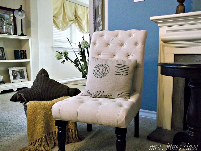the cottage we call home a home tour, home decor, One of my favorite settings in the living room This slipper chair was a steal at Marshall s HomeGoods