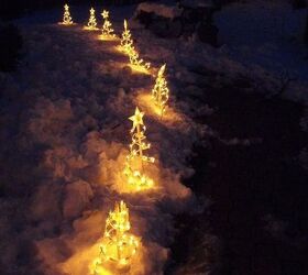 outdoor christmas decorations, seasonal holiday d cor, Tree lights that line the path around my house