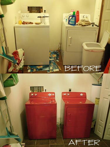 10 washer amp dryer makeover, appliances, laundry room mud room, painting, Before and After Painted appliances