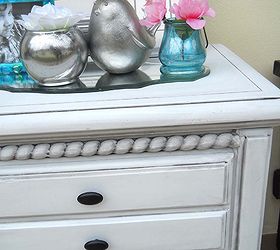 refinish the white side table, painted furniture, details