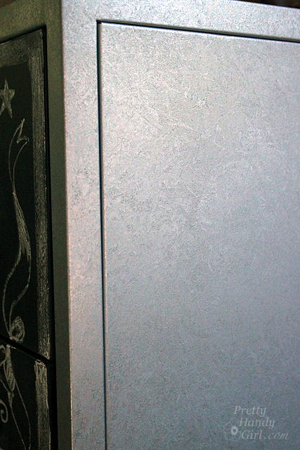 faux zinc metal cabinet makeover, chalkboard paint, crafts, kitchen cabinets, Close up of faux zinc texture
