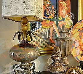 decorating with blown glass finials and a painting, home decor, painting, I like the mixture of the colors