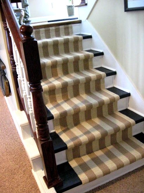 ripping carpet off the stairs, flooring, painting, stairs, Painted stairs with runner