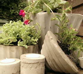 diy concrete and cement planters and candle holders, making a selection of planters and tea light holders out of cement and concrete