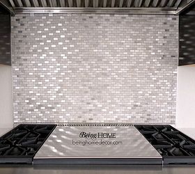 super simple diy tile backsplash, home decor, kitchen backsplash, kitchen design, tiling, wall decor, Close up of the stove backsplash