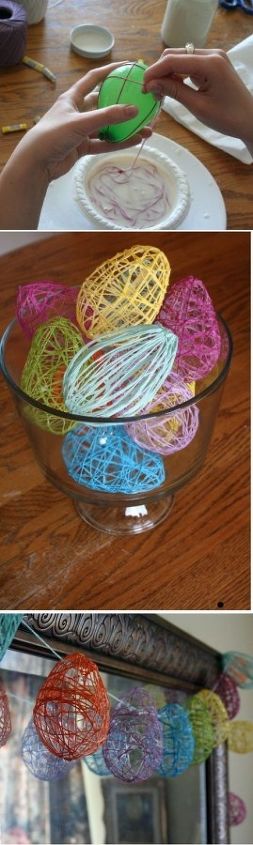 easy easter decorating, christmas decorations, easter decorations, seasonal holiday d cor, Great way to make you re own eggs Wire glue and a balloon is all you need You can create your own colors shapes and sizes