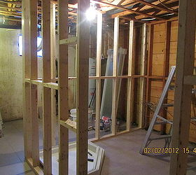 building a new bathroom in basement, basement ideas, bathroom ideas, home improvement, bathroom walls go up