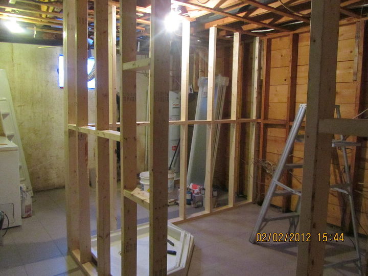 building a new bathroom in basement, basement ideas, bathroom ideas, home improvement, bathroom walls go up