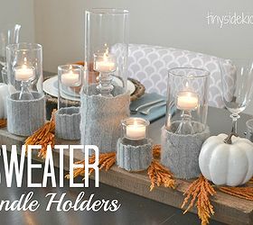 sweater candle holders for a modern fall centerpiece, crafts, seasonal holiday decor
