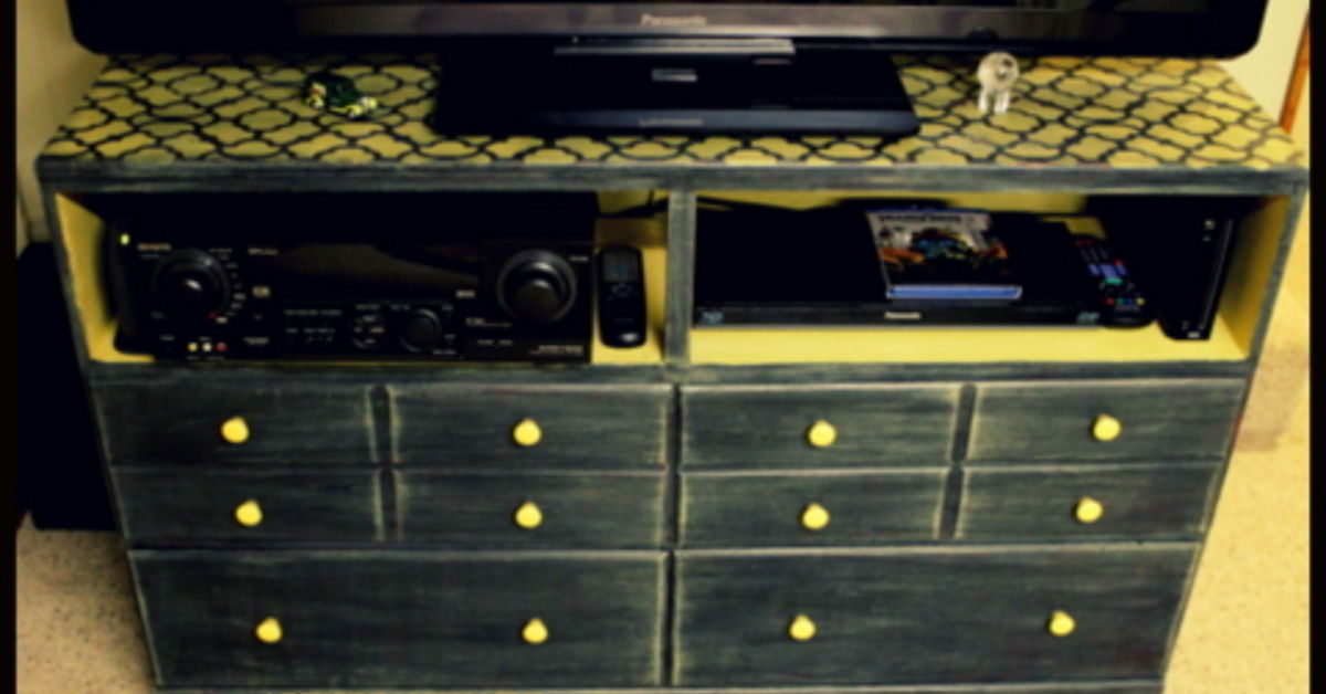 Old Trashed Dresser Turned Into An Entertainment Center Hometalk