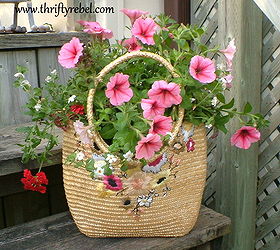 turn a purse into a planter, flowers, gardening, repurposing upcycling, Here s my finished wicker purse planter