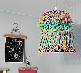 ombre neon zip tie pendant lamp, crafts, lighting, My ombre neon zip tie pendant lamp in my craft room