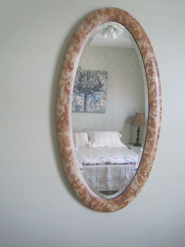 lace stenciling, painting, repurposing upcycling, Lace stenciled old mirror