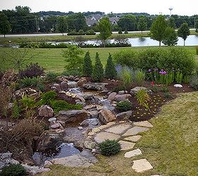 pondless waterfalls for the landscape, gardening, outdoor living, ponds water features, A large pondless waterfall fills the space of an expansive backyard which means less grass to mow