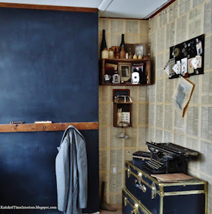 book page entryway walls, repurposing upcycling, wall decor, Dictionary page chalkboard walls give the entryway a vintage look for about 20
