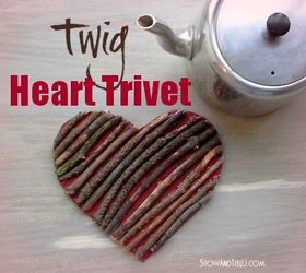 twig heart trivet, crafts, seasonal holiday decor, Valentine twig heart trivet