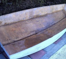 my shipwreck water lily pond, I found this fiberglass boat hull for free on Craigslist so I took her home I already knew what I wanted to do with this and I liked the rusty old weathered interior