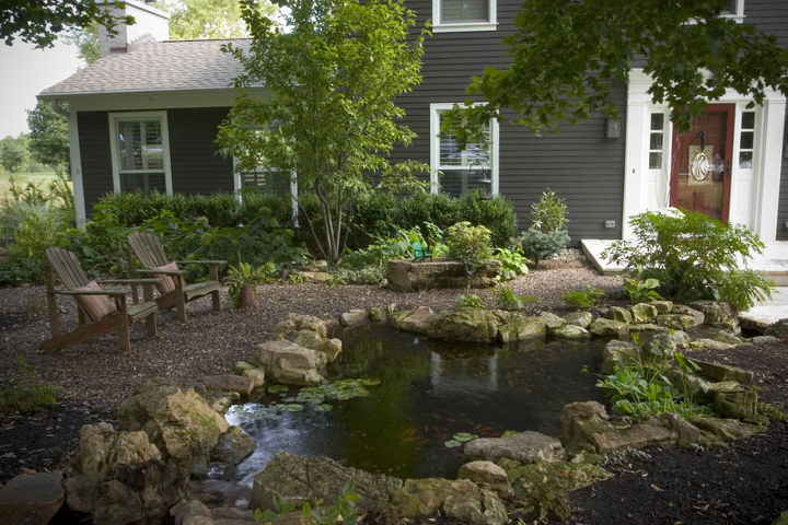 water gardens, outdoor living, ponds water features, Who says a pond needs to stay in the backyard This one greets visitors at the front door