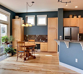 top 5 wall colors for oak cabinets part 2, Source Unknown Try Benjamin Moore Stained Glass or Sherwin williams Honest Blue for lighter cabinets like these