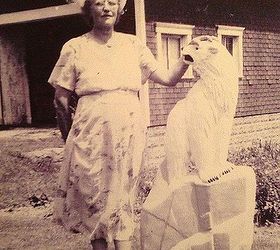 restoring a 65 year old cement statue, crafts, diy, how to, This is our bear 60 years ago with my Granma