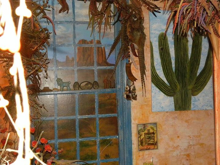 cozinha vitoriana, meu marido adorava o velho oeste ent o pintei essa foto na janela e no banheiro para ele