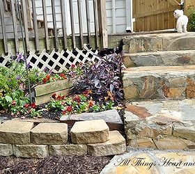 back yard makeover, diy, gardening, how to, landscape, outdoor living, To add a bit of a cottage feel we added stone steps going into the yard