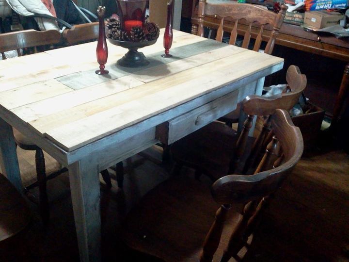 the farm table my family i made on sunday, painted furniture, rustic furniture