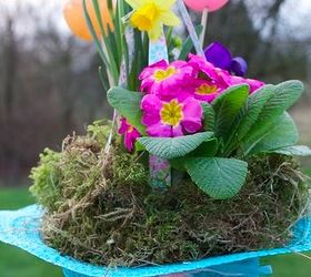 easter bonnet hanging basket, crafts, easter decorations, seasonal holiday decor, Easter Bonnet Hanging Basket