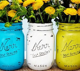 vintage inspired painted mason jars, crafts, mason jars, These colors just pop don t they