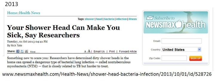 alert bacteria in shower heads can spread bacterial lung infection, bathroom ideas, cleaning tips, 2013 Headline