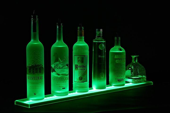 home bar lighting 2 led lighted liquor bottle display shelf, lighting, shelving ideas, LED Lighted Liquor Bottle Display Shelf