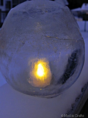fire and ice lanterns, crafts, lighting, Luminaries made from ice and battery powered tea lights