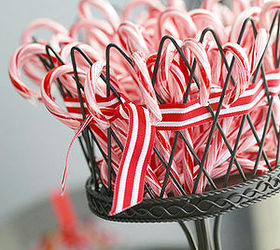 5 last minute holiday decorations you can do before your guests arrive, christmas decorations, crafts, seasonal holiday decor, Simple Stripes Stuff iconic candy canes into a decorative bowl or flowerpot and add red and white stripe ribbon for a coordinating touch