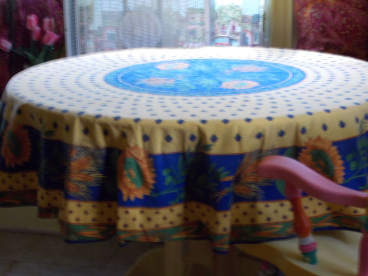 my old country memory kitchen, home decor, kitchen design, wreaths, a French tablecloth I found at the thrift store for 1 2