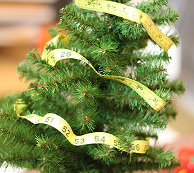 sewing themed mini christmas tree, christmas decorations, crafts, seasonal holiday decor, I started with a measuring tape as the garland