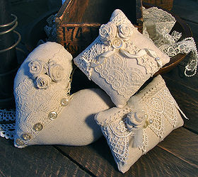 2012 reflections, crafts, wreaths, Linen and Lace Pincushion Trio