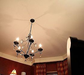 stenciled ceiling medallion in festive metallic paints, home decor, living room ideas, paint colors, painting, Before of dining room ceiling