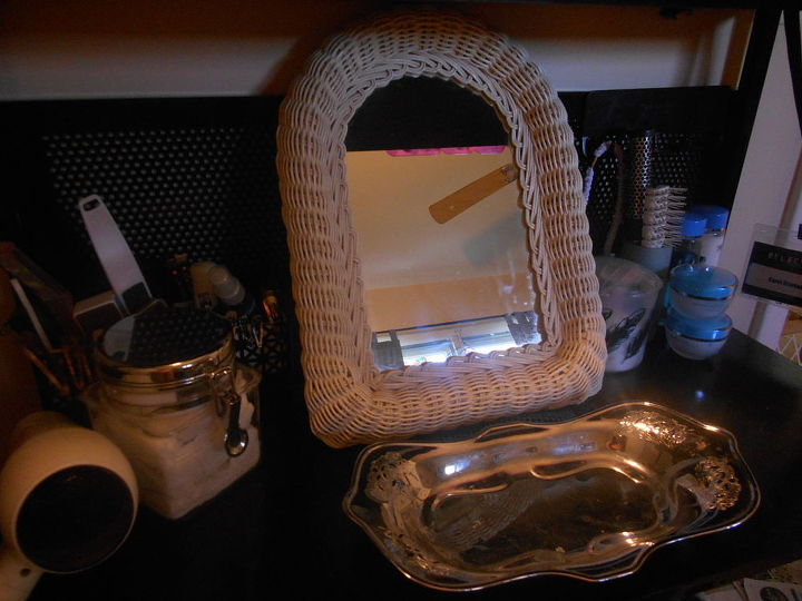 i scored at a second hand store, painted furniture, repurposing upcycling, A tray viewing mirror combs hair bruches too